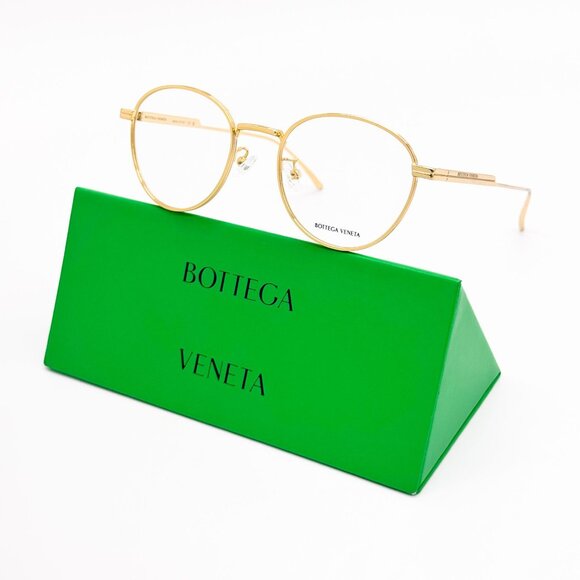 NEW BOTTEGA VENETA EYEGLASSES BV1016OA 002 ROUND GOLD UNISEX EYEWEAR BOTTEGA VEN - Picture 2 of 9